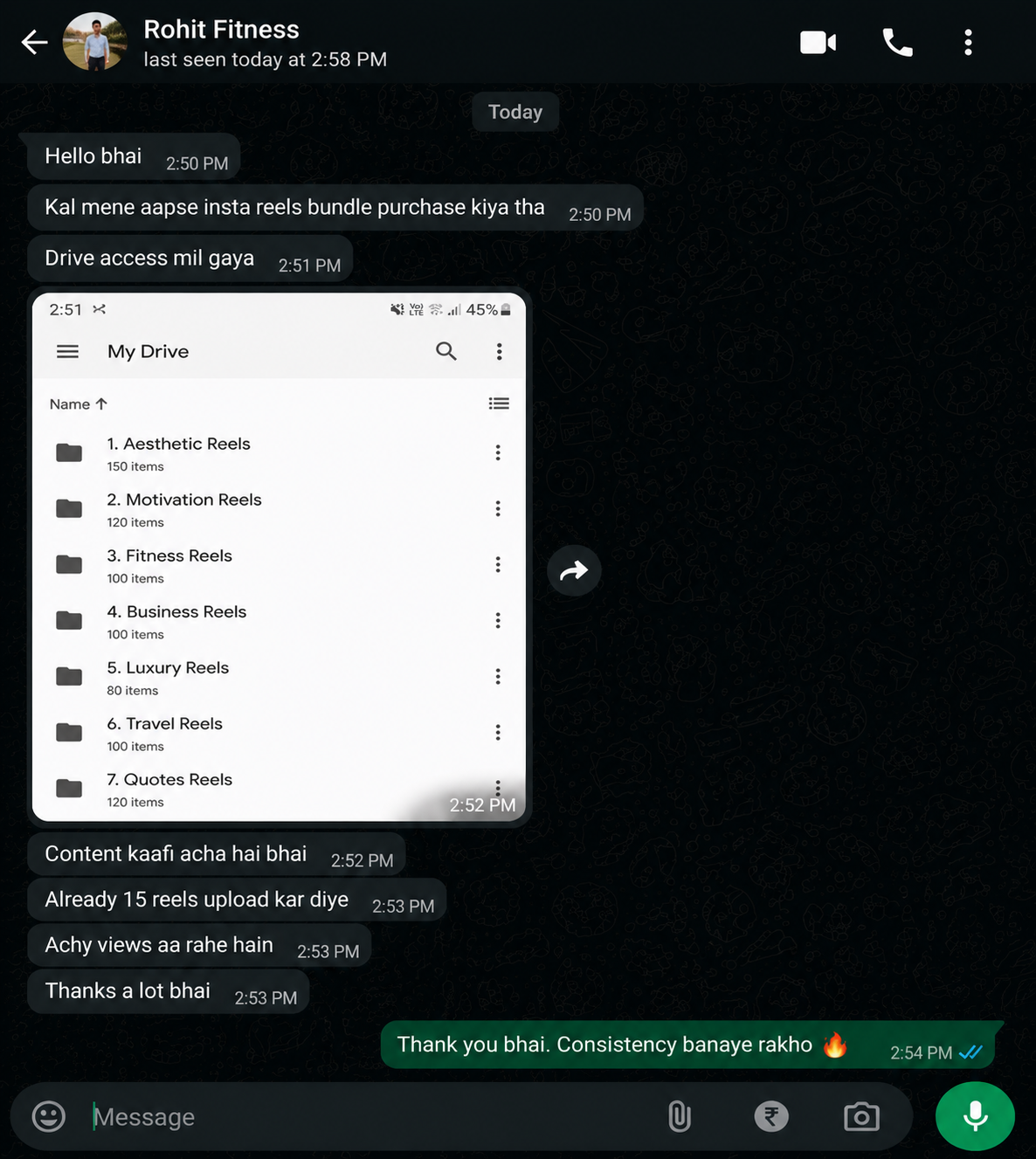 Rohit Fitness WhatsApp review